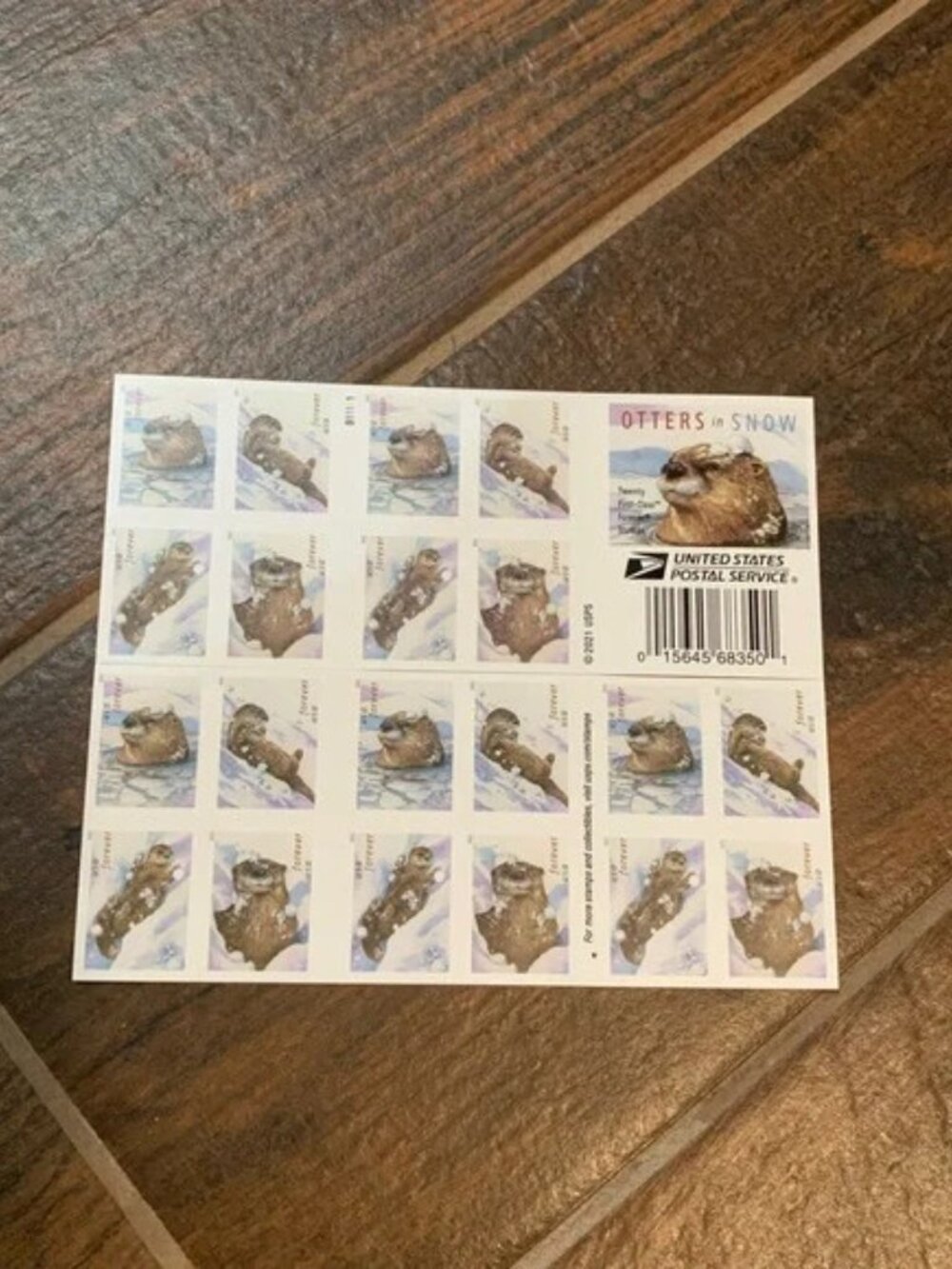 6000 Otters In snow US Postage Forever Stamps 500 Booklets of 20 6000 stamps
